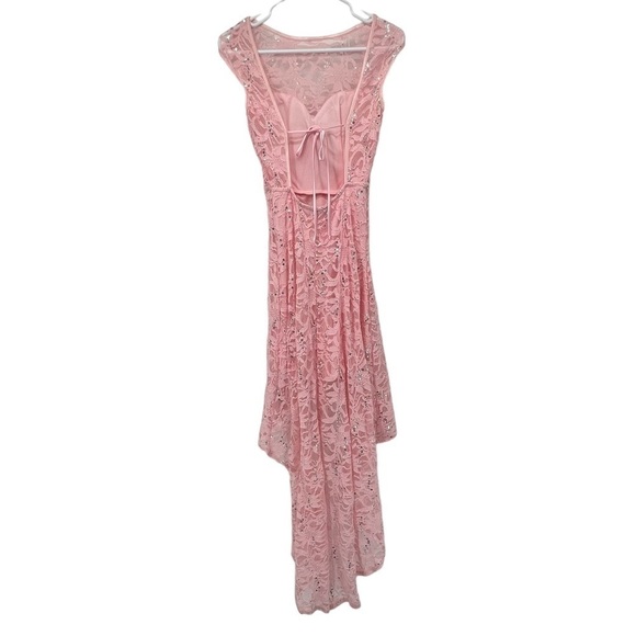 B. Smart Pink High Low Lace Lined Sequin Dress Size 3 Women’s - Picture 3 of 5